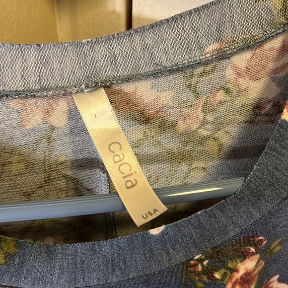 Modest Blue Floral Long Dress Shirt - Picture 2 of 2